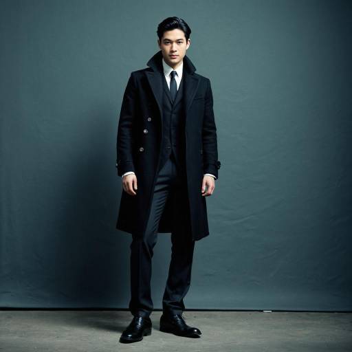 Elegant Man in Black Coat and Suit