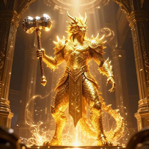 Majestic Golden Dragonborn Paladin