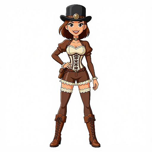 Steampunk Woman with Elegant Attire