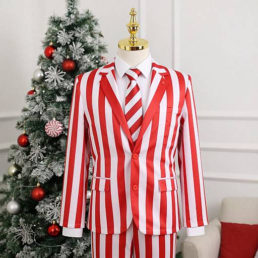Candy Cane Suit by Christmas Tree