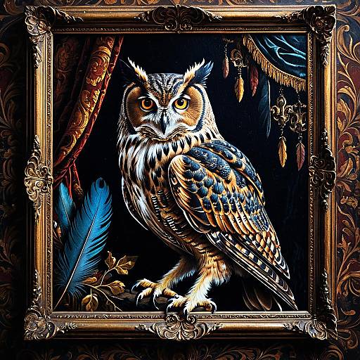 Elegant Renaissance Owl with Intricate Details