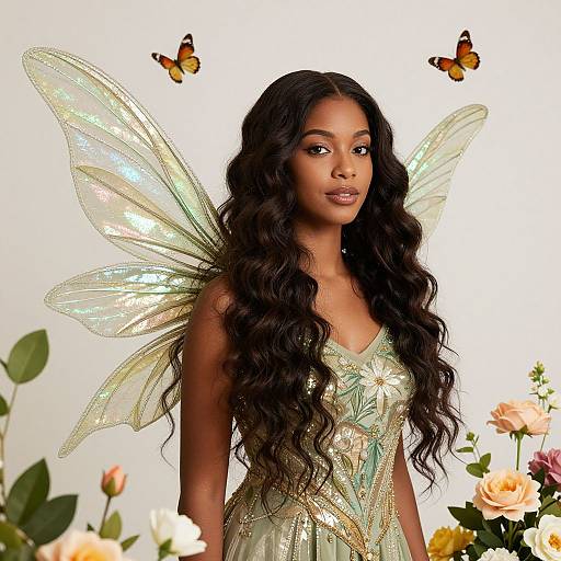 Dark-Skinned Fairy with Shimmering Wings