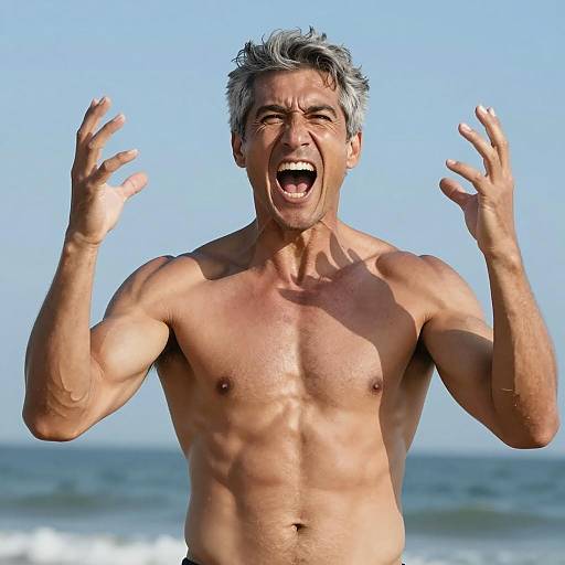 Dynamic Pose of a Muscular Man