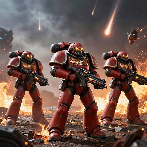 Red and Black Space Marines Battle