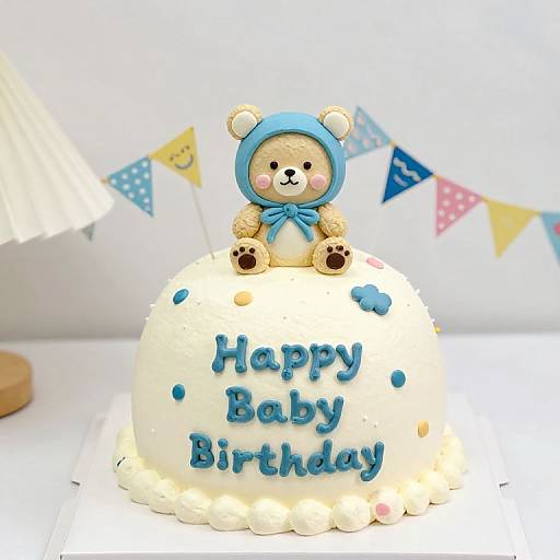 Whimsical Baby Shower Cake with Bear