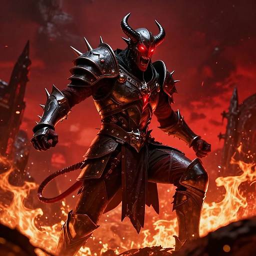 Demonic Warrior on Fiery Battlefield