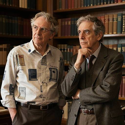 Legendary Authors in Cozy Vintage Library