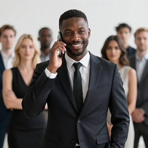 Elegant Man Engaging on Smartphone
