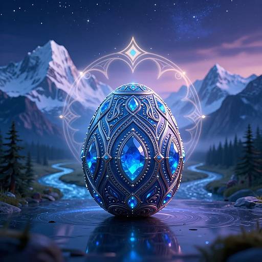 Mystical Ornate Egg in Fantasy Landscape