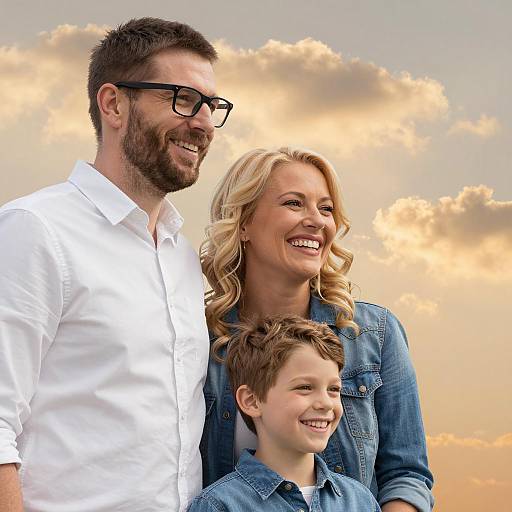 Warm Family Portrait with Golden Background