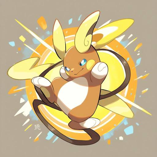 Illustration of Alolan raichu, pokemon in the style of Kodamari