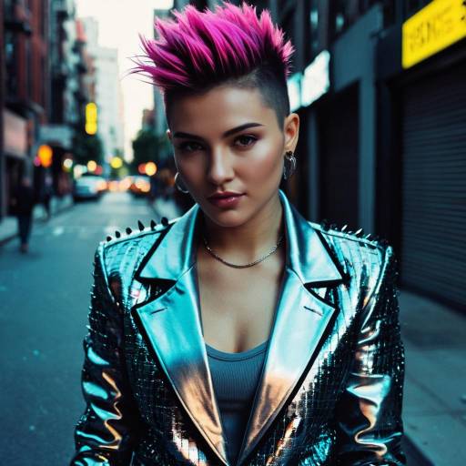 Female with Faux Hawk Fade and Metallic Blazer