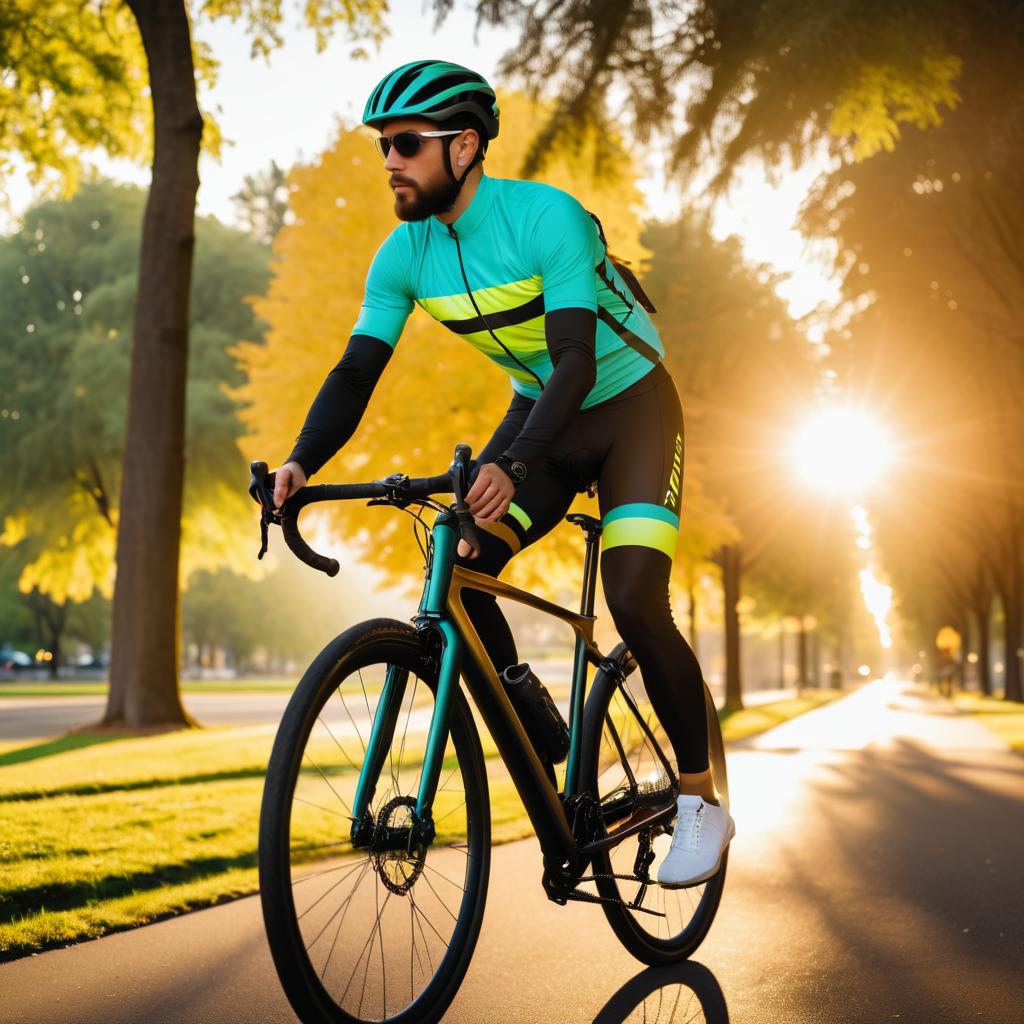 Stylish Cyclist in Vibrant Urban Park