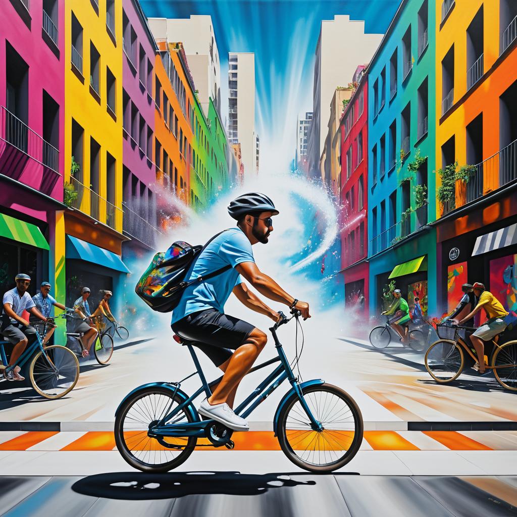 Dynamic Urban Street Art Bicycle Scene