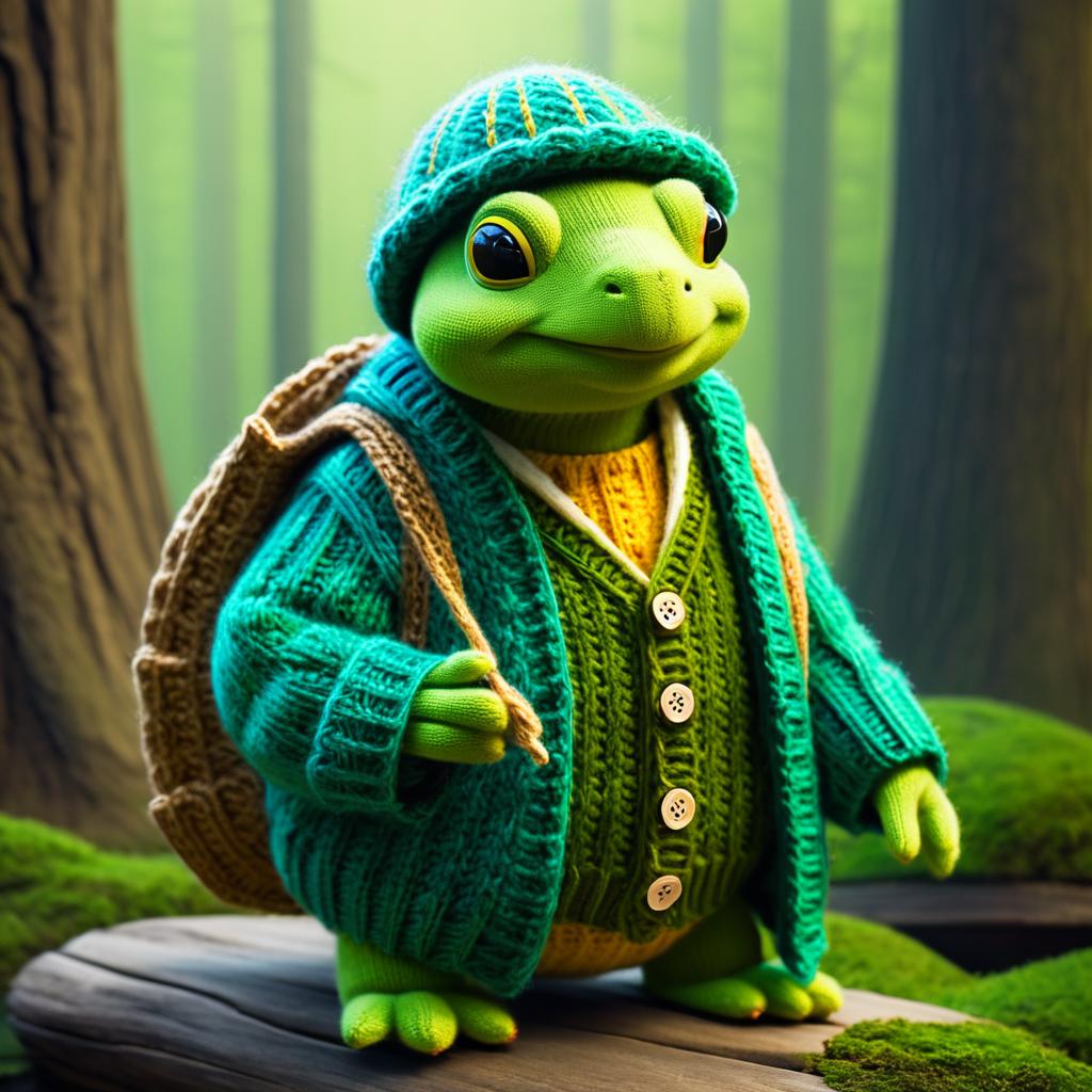 Cozy Anthropomorphic Turtle in Cardigan