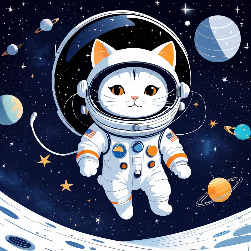 Adventurous Cat Astronaut in Space