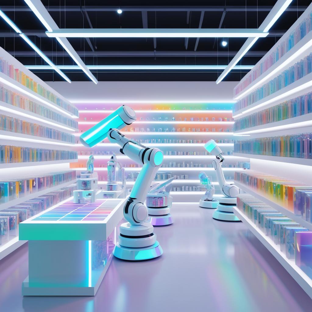 Futuristic Art Supply Store with Robots