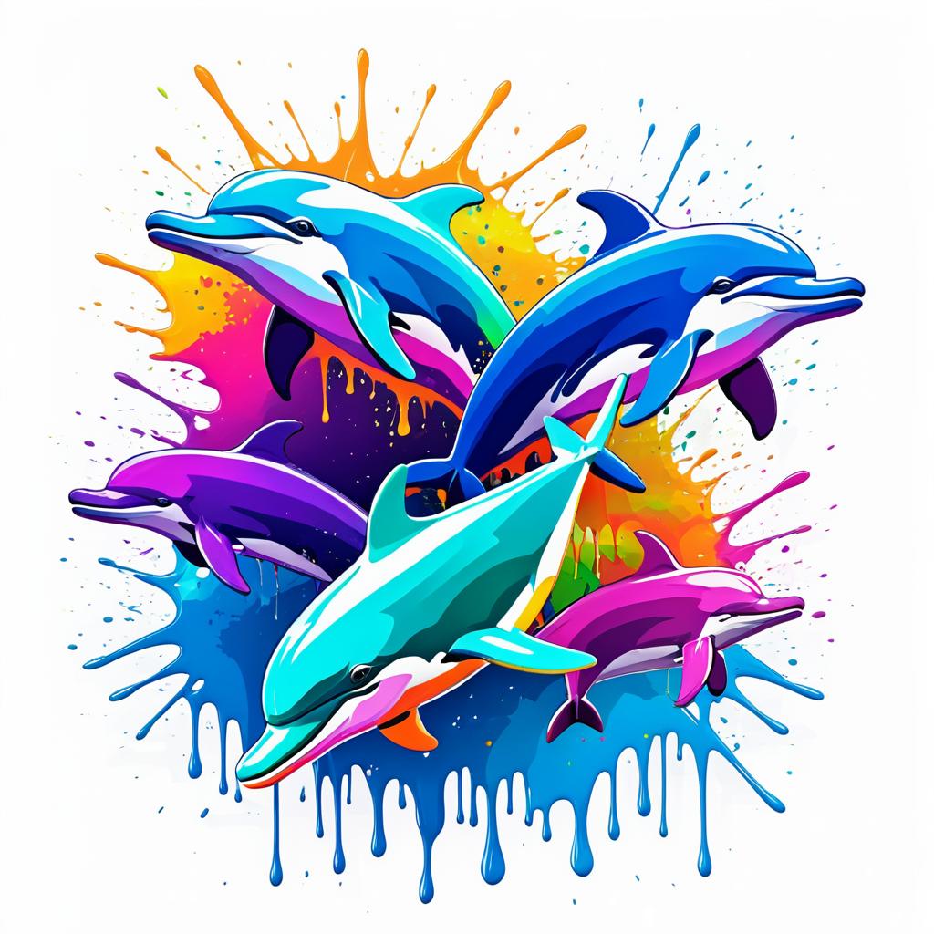 Vibrant Dolphin Graffiti T-Shirt Design