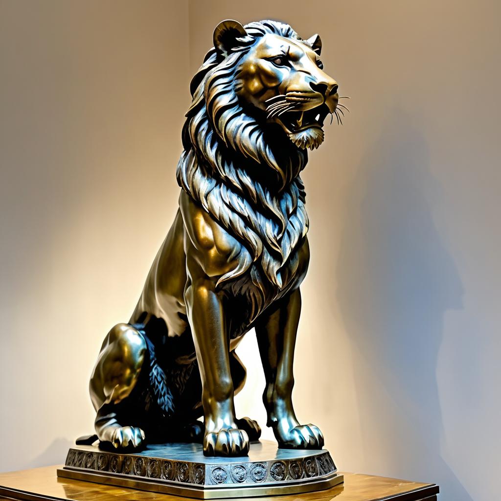 Regal Bronze Lioness Statue in Detail