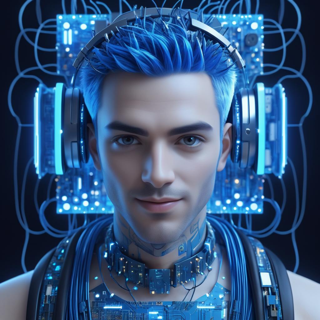 Smiling Male Android Portrait in Sci-Fi