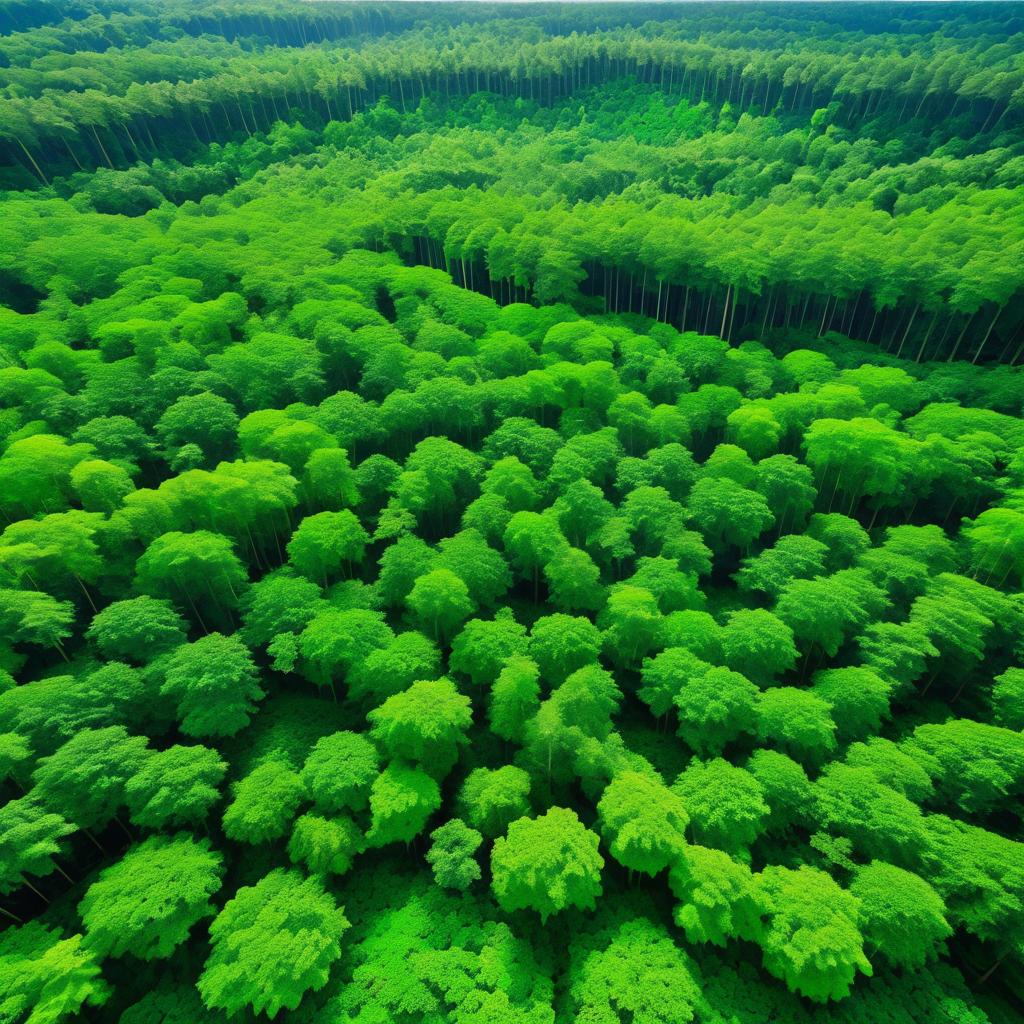 Aerial View of Forest with Colorful Bird