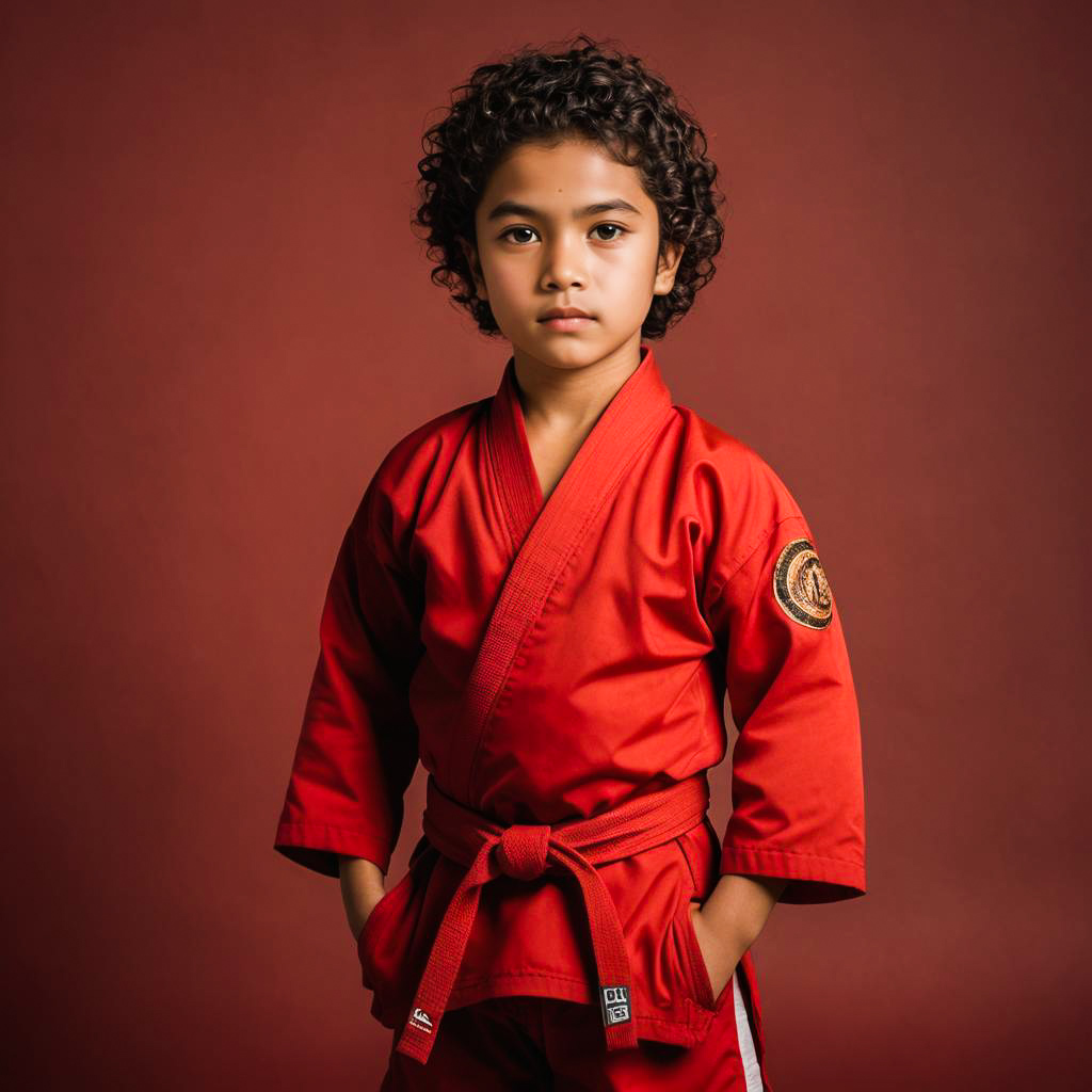 Determined Young Karate Boy Portrait