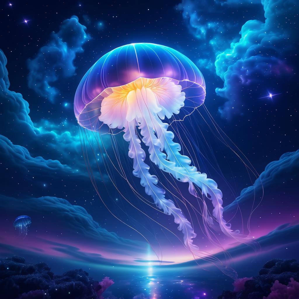 Surreal Floating Jellyfish in Space