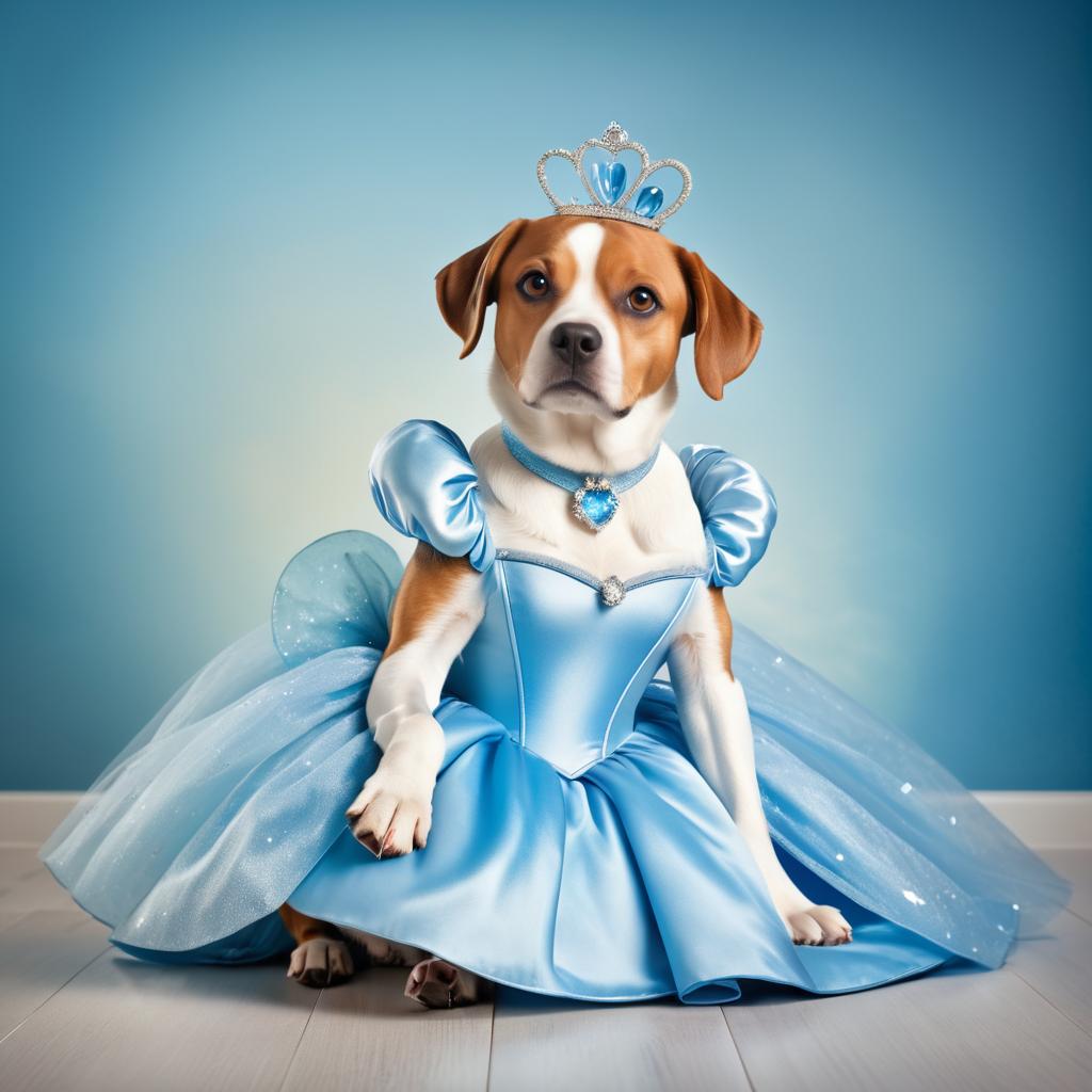 Whimsical Dog as Cinderella in Pose