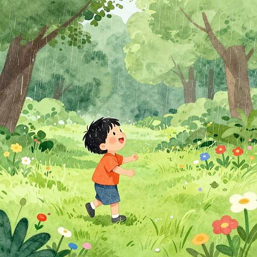 Joyful Play in Rainy Park