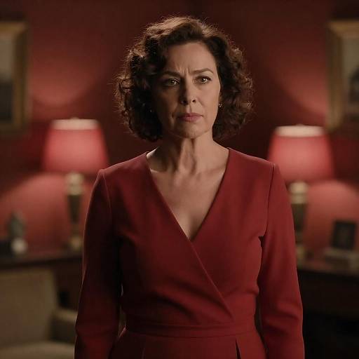 Moody Portrait of Woman in Red Dress