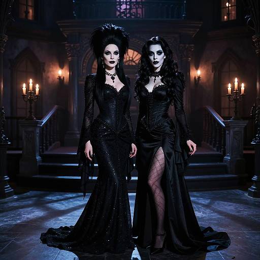 Elvira and Morticia Gothic Elegance