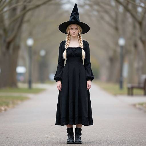 Realistic Vintage Witch Costume Girl