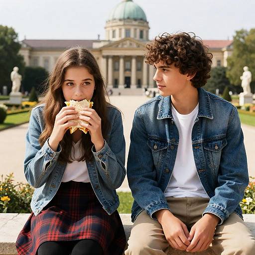 Teenagers Sharing a Moment at the Palace