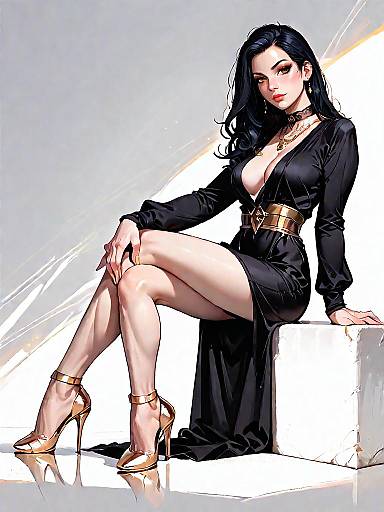 Elegant Woman in Black Dress