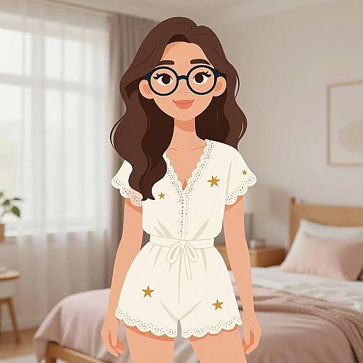 Smiling Bohemian Woman in Casual Romper