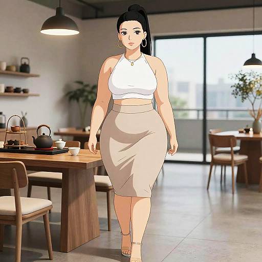 Chic Woman in Modern Loft Style
