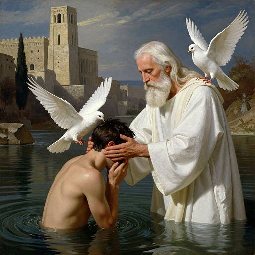 Elderly Prophet Baptizing Young Man