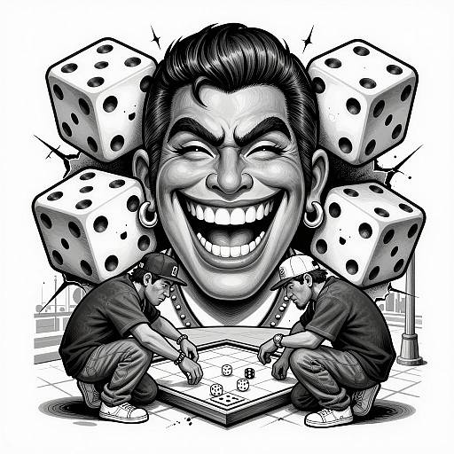 Dynamic Chicano Art Dice Game Scene