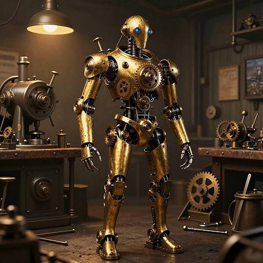 Steampunk Android in Vintage Workshop