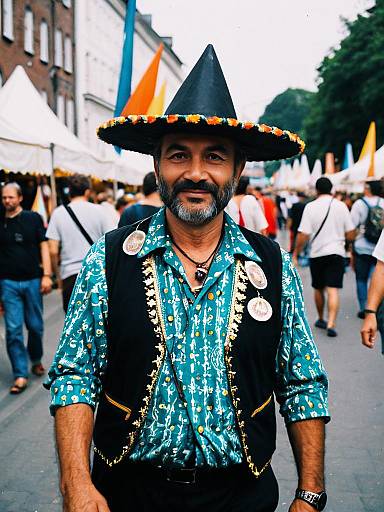 Candid Portrait of Festival Costume Man