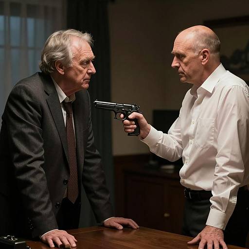 Suspenseful Encounter in Dim Light