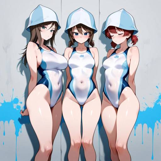 Girls in Swimsuits with Tulip Hats