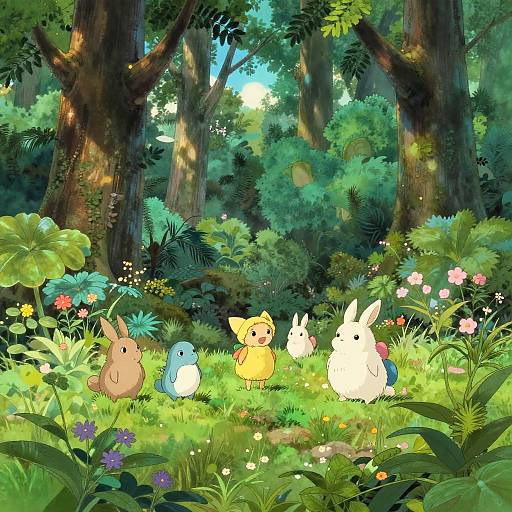 Whimsical Miyazaki-Inspired Forest Scene