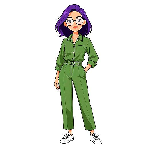 Chic Woman in Moss Green Jumpsuit