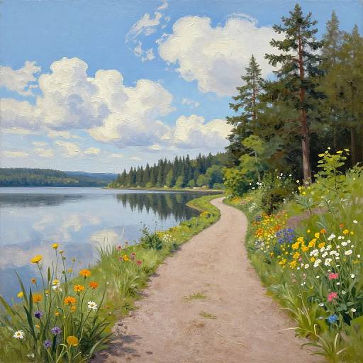 Serene Oil Painting of Dresden Lake