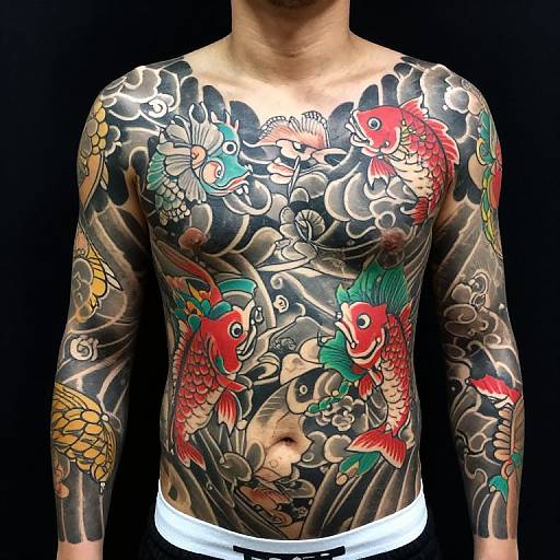 Vibrant Japanese Tattooed Male Torso