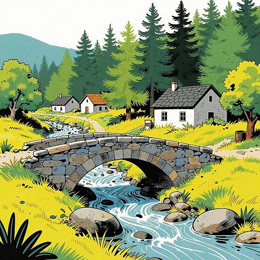 Comic Book Style Rural Landscape