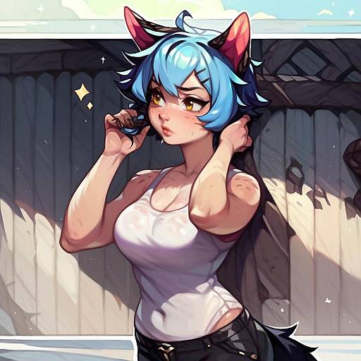 Cyan Capsule Tomboy Wolf Girl Outdoors