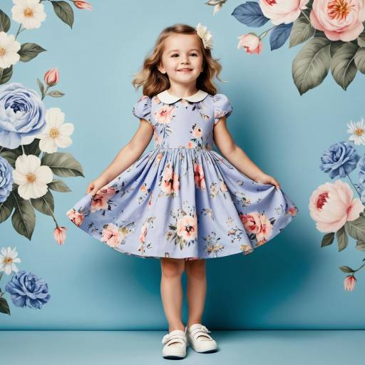 Smiling Little Girl in Floral Dress