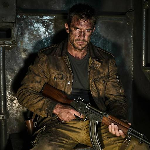 Serious Muscular Man in Dark Metal Scene